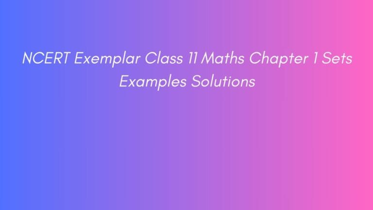NCERT Exemplar Class 11 Maths Chapter 1 Sets Examples Solutions